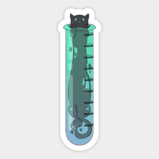 Space Cat - Alien in Test Tube Green Sticker